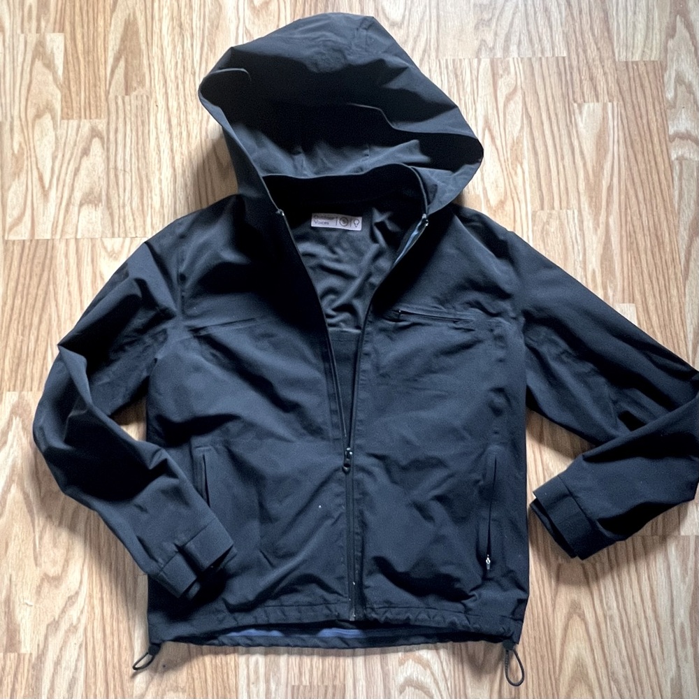 Outdoor Voices Black Hooded Rain Jacket Lightweight Shell Women’s Zip Up
